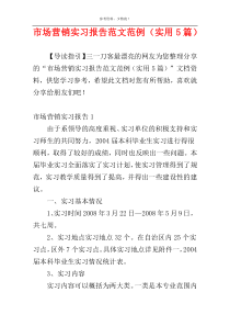 市场营销实习报告范文范例（实用5篇）