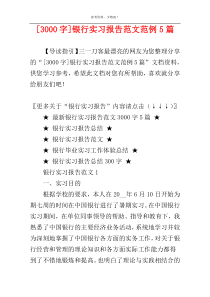 [3000字]银行实习报告范文范例5篇