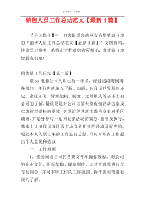 销售人员工作总结范文【最新4篇】