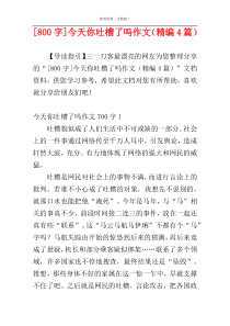 [800字]今天你吐槽了吗作文（精编4篇）