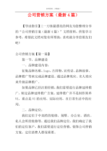 公司营销方案（最新4篇）