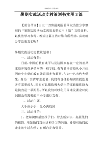 暑期实践活动支教策划书实用3篇