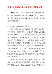 建党95周年心得体会范文（精编4篇）