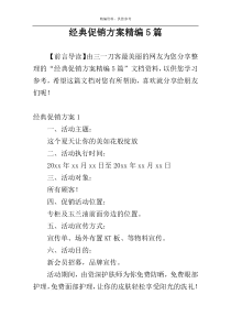 经典促销方案精编5篇