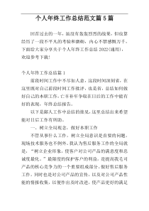 个人年终工作总结范文篇5篇