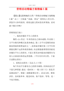 营销活动精编方案精编5篇