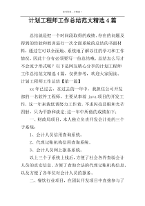 计划工程师工作总结范文精选4篇