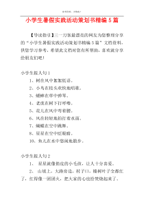 小学生暑假实践活动策划书精编5篇