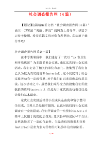 社会调查报告网（4篇）
