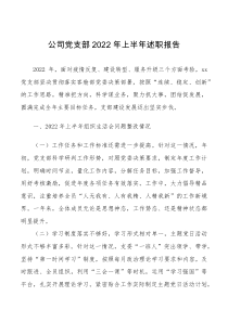2022年上半年述职报告范文航空集团公司企业党建工作汇报总结