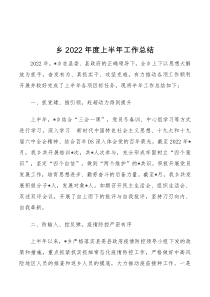 乡2022年度上半年工作总结