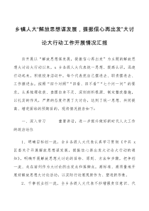 乡镇人大解放思想谋发展提振信心再出发大讨论大行动工作开展情况汇报范文工作汇报总结报告