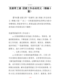 党建带工建 团建工作总结范文（精编3篇）