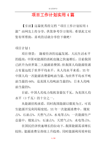 项目工作计划实用4篇