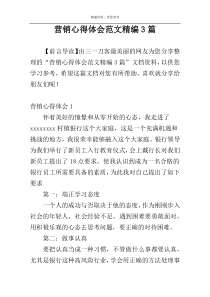 营销心得体会范文精编3篇