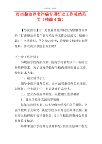 打击整治养老诈骗专项行动工作总结范文（精编4篇）