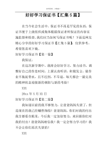 好好学习保证书【汇集5篇】