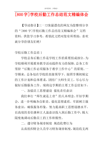 [800字]学校后勤工作总结范文精编体会
