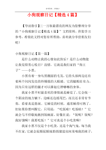 小狗观察日记【精选4篇】