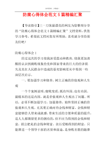 防腐心得体会范文5篇精编汇聚