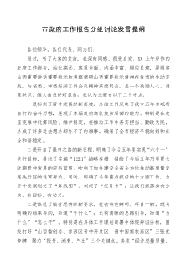 市政府工作报告分组讨论发言提纲