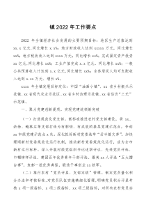 要点方案清单镇2022年度工作要点