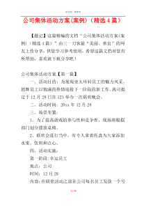 公司集体活动方案(案例)（精选4篇）