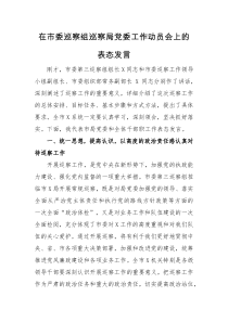 发言材料在市委巡察组巡察局党委工作动员会上的表态发言