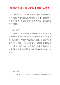 顶岗实习报告范文范例【精编10篇】