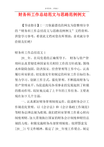 财务科工作总结范文与思路范例例文
