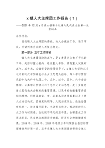 工作报告5篇2022年乡镇人大主席团工作报告范文