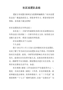 社区巡逻队总结
