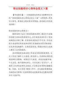职业技能培训心得体会范文3篇