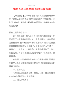 销售人员年终总结2022年度实用