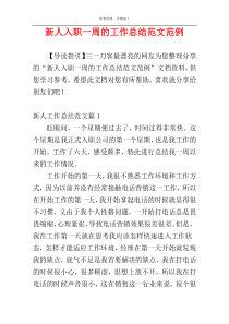 新人入职一周的工作总结范文范例