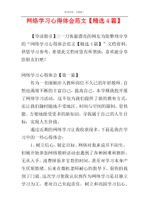 网络学习心得体会范文【精选4篇】