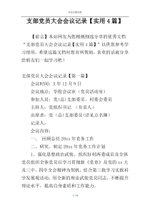 支部党员大会会议记录【实用4篇】
