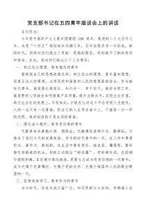 党支部书记在五四青年座谈会上的讲话