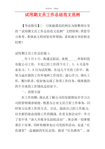 试用期文员工作总结范文范例