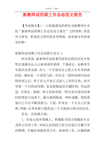 新教师试用期工作总结范文报告