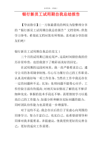 银行新员工试用期自我总结报告