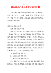 爆炸事故心得体会范文实用5篇