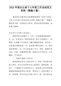 2022年度办公室个人年度工作总结范文范例（精编5篇）