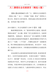 大二暑假社会实践报告（精选4篇）