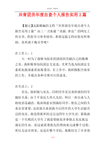 共青团员年度自查个人报告实用2篇