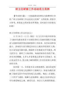 班主任研修工作总结范文范例