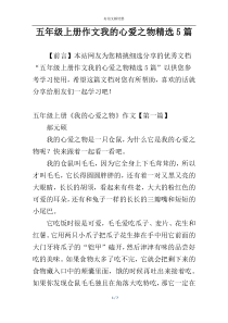 五年级上册作文我的心爱之物精选5篇