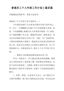普通员工个人年度工作计划3篇多篇