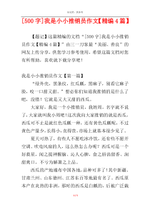 [500字]我是小小推销员作文【精编4篇】