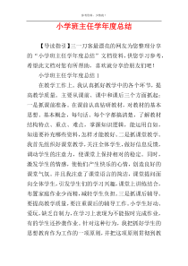 小学班主任学年度总结